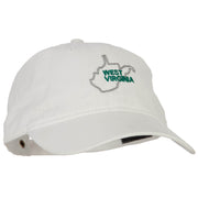 West Virginia with Map Outline Embroidered Washed Cotton Twill Cap