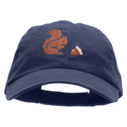 The Squirrel and the Acorn Embroidered Low Profile Dyed Cotton Twill Cap - Navy OSFM