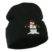 Western Snowman Christmas Embroidered Beanie