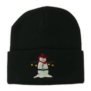 Western Snowman Christmas Embroidered Beanie