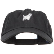 White Terrier Dog Embroidered Low Cap