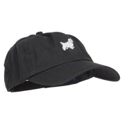 White Terrier Dog Embroidered Low Cap