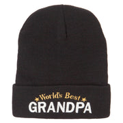 World's Best Grandpa Embroidered Long Beanie