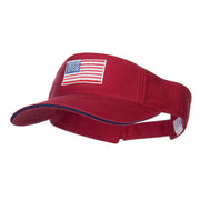 American Flag Embroidered Cotton Sandwich Visor