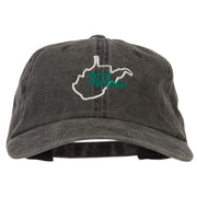 West Virginia with Map Outline Embroidered Washed Cotton Twill Cap