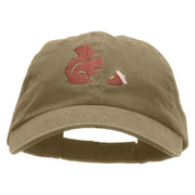 The Squirrel and the Acorn Embroidered Low Profile Dyed Cotton Twill Cap - Khaki OSFM