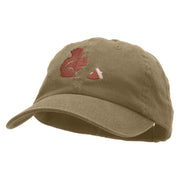 The Squirrel and the Acorn Embroidered Low Profile Dyed Cotton Twill Cap - Khaki OSFM