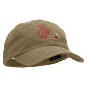 The Squirrel and the Acorn Embroidered Low Profile Dyed Cotton Twill Cap - Khaki OSFM