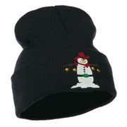 Western Snowman Christmas Embroidered Beanie