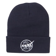 White NASA Logo Embroidered Long Beanie