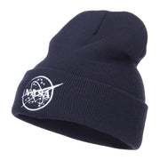 White NASA Logo Embroidered Long Beanie