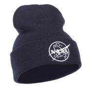 White NASA Logo Embroidered Long Beanie