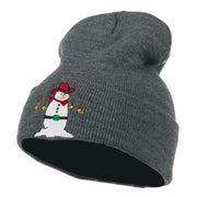 Western Snowman Christmas Embroidered Beanie