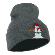 Western Snowman Christmas Embroidered Beanie