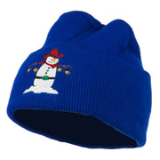 Western Snowman Christmas Embroidered Beanie