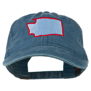 Washington State Map Embroidered Washed Cotton Cap