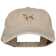 Chihuahua Embroidered Washed Buckled Cap