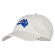 Australia Flag Map Embroidered Washed Cotton Twill Cap