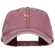 Chihuahua Embroidered Washed Buckled Cap