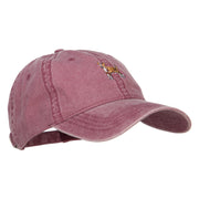 Chihuahua Embroidered Washed Buckled Cap