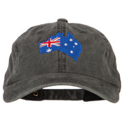 Australia Flag Map Embroidered Washed Cotton Twill Cap