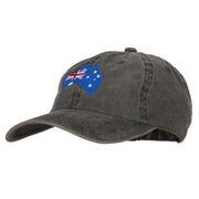 Australia Flag Map Embroidered Washed Cotton Twill Cap