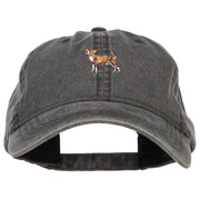 Chihuahua Embroidered Washed Buckled Cap