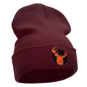 Stag Insignia Embroidered 12 Inch Solid Long Beanie Made in USA