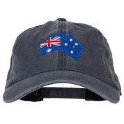 Australia Flag Map Embroidered Washed Cotton Twill Cap