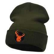 Stag Insignia Embroidered 12 Inch Solid Long Beanie Made in USA