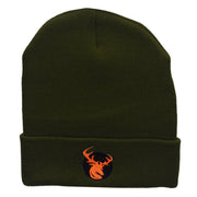 Stag Insignia Embroidered 12 Inch Solid Long Beanie Made in USA