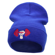 Weight Lifting Embroidered 12 Inch Long Knitted Beanie