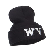 WV West Virginia Embroidered Long Beanie