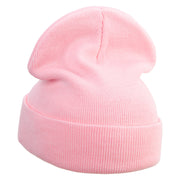 Mario Princess Crown Embroidered 12 inch Acrylic Cuff Long Beanie - Pink OSFM