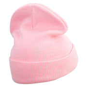 Mario Princess Crown Embroidered 12 inch Acrylic Cuff Long Beanie - Pink OSFM