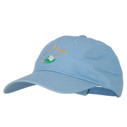 West Virginia Rhododendron with Map Embroidered Unstructured Washed Cap