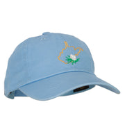 West Virginia Rhododendron with Map Embroidered Unstructured Washed Cap