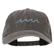 Wave Embroidered Washed Buckle Cap