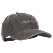 Wave Embroidered Washed Buckle Cap