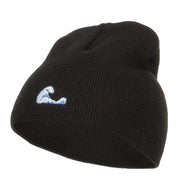 Mini Wave Embroidered Short Beanie