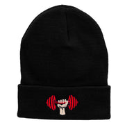 Weight Lifting Embroidered 12 Inch Long Knitted Beanie