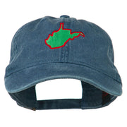 West Virginia State Map Embroidered Washed Cotton Cap