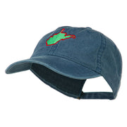 West Virginia State Map Embroidered Washed Cotton Cap