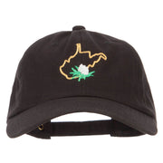 West Virginia Rhododendron with Map Embroidered Unstructured Washed Cap