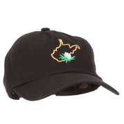 West Virginia Rhododendron with Map Embroidered Unstructured Washed Cap