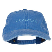 Wave Embroidered Washed Buckle Cap