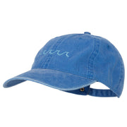 Wave Embroidered Washed Buckle Cap