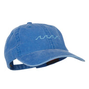 Wave Embroidered Washed Buckle Cap