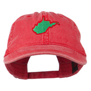 West Virginia State Map Embroidered Washed Cotton Cap