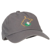 West Virginia Rhododendron with Map Embroidered Unstructured Washed Cap